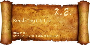 Korényi Eliz névjegykártya